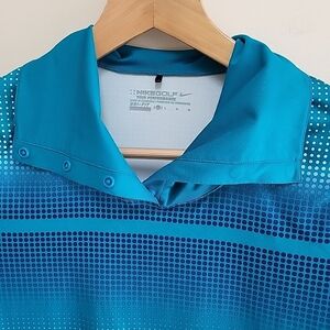 Nike Golf Tour Performance Snap Polo Dri-Fit Shirt Womens L Teal Blue Mock Neck